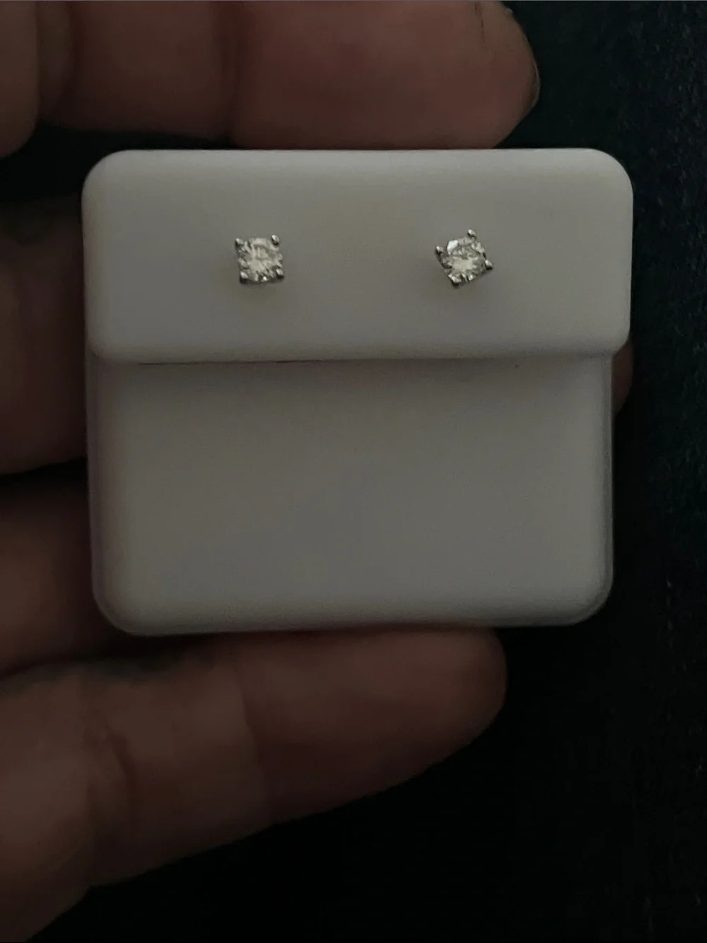 .22 ct real diamond studs in sterling silver screw backs